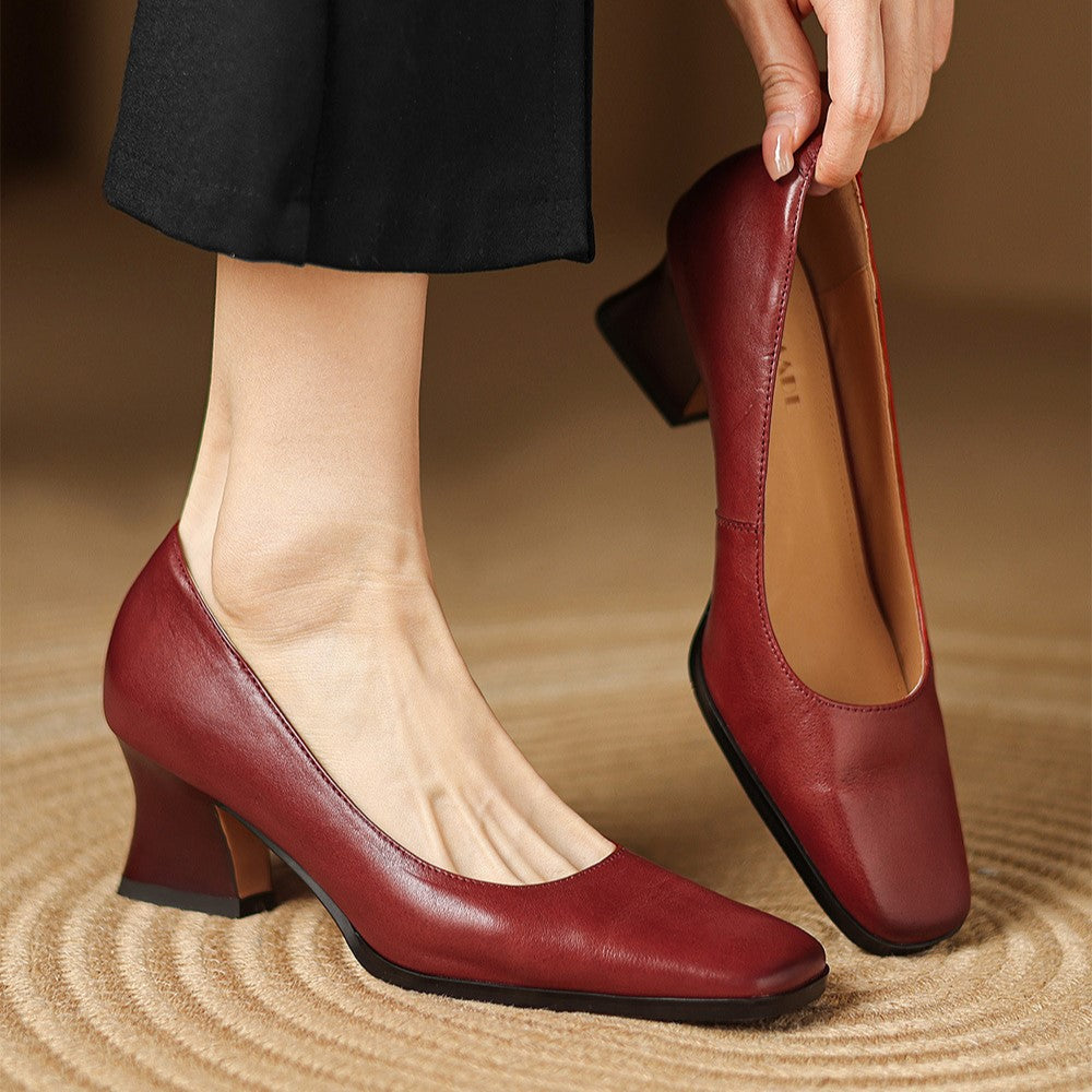 Square-Toed Leather Ankle Boots Oriel