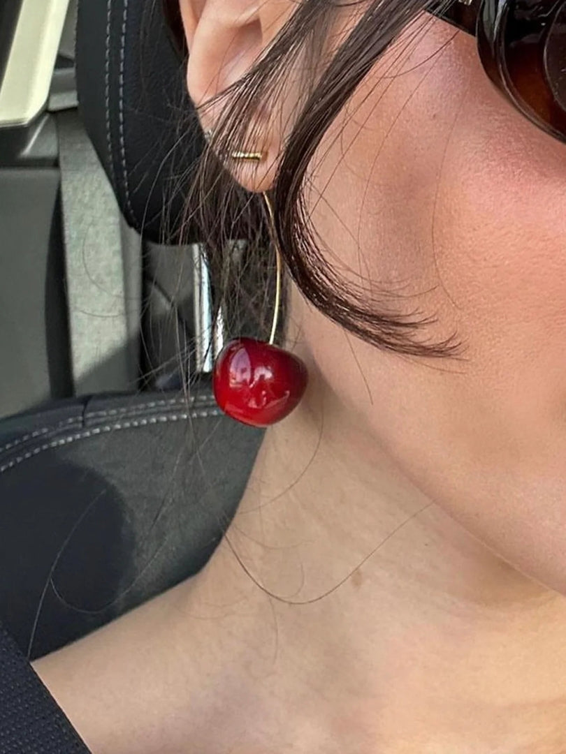 Blood Red Cherry Earrings, Y2K Jewelry, Y2K, Coquette, Lightweight, White Elephant Gift, Galentine's Party, Cute Earrings