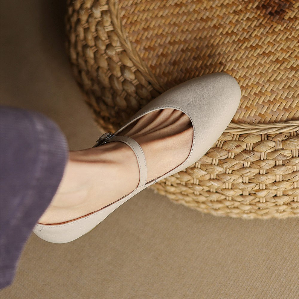 Corinne Round Toe Leather Mary Jane
