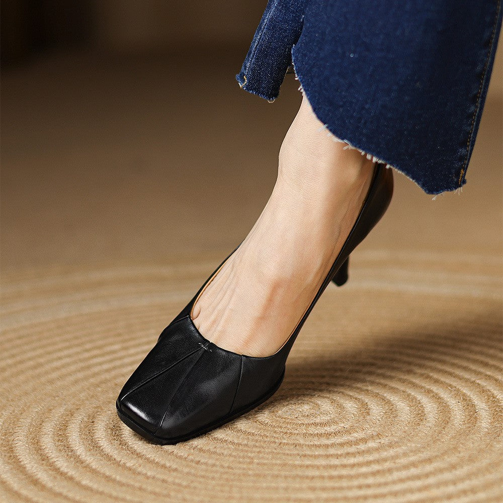 Marisol Square-Toe Leather Pumps
