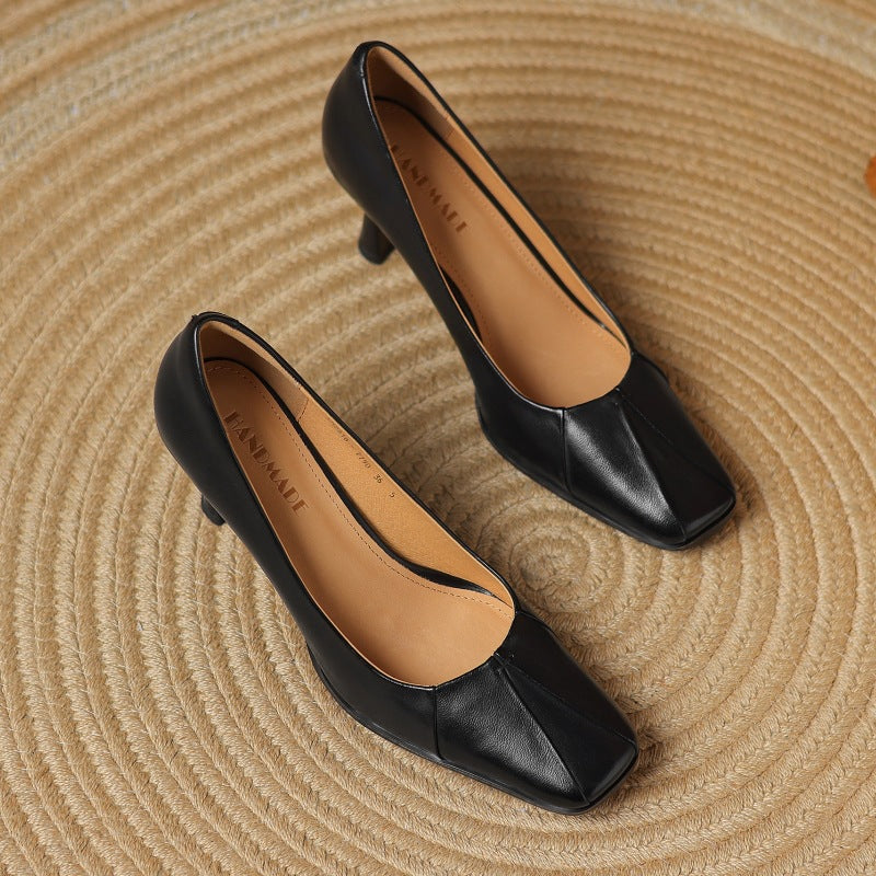 Marisol Square-Toe Leather Pumps