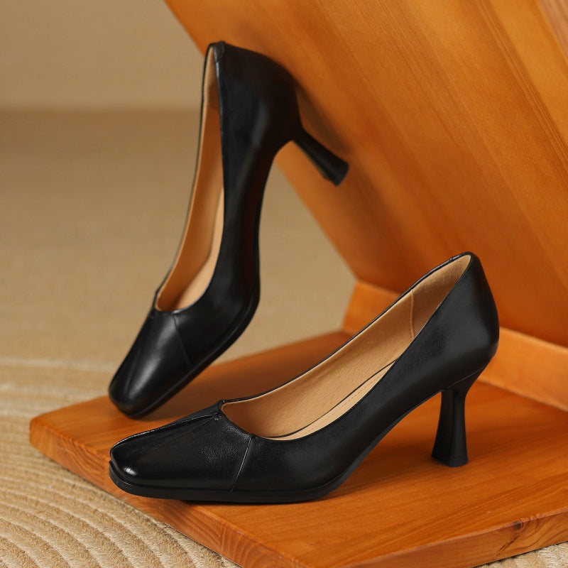 Marisol Square-Toe Leather Pumps