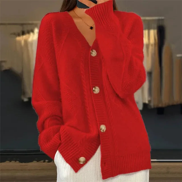 Lena Women's Cardigan – Soft Buttoned Cardigan with Elegant Long Sleeves