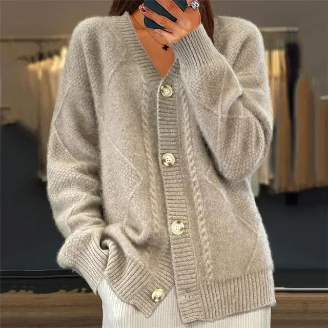 Lena Women's Cardigan – Soft Buttoned Cardigan with Elegant Long Sleeves