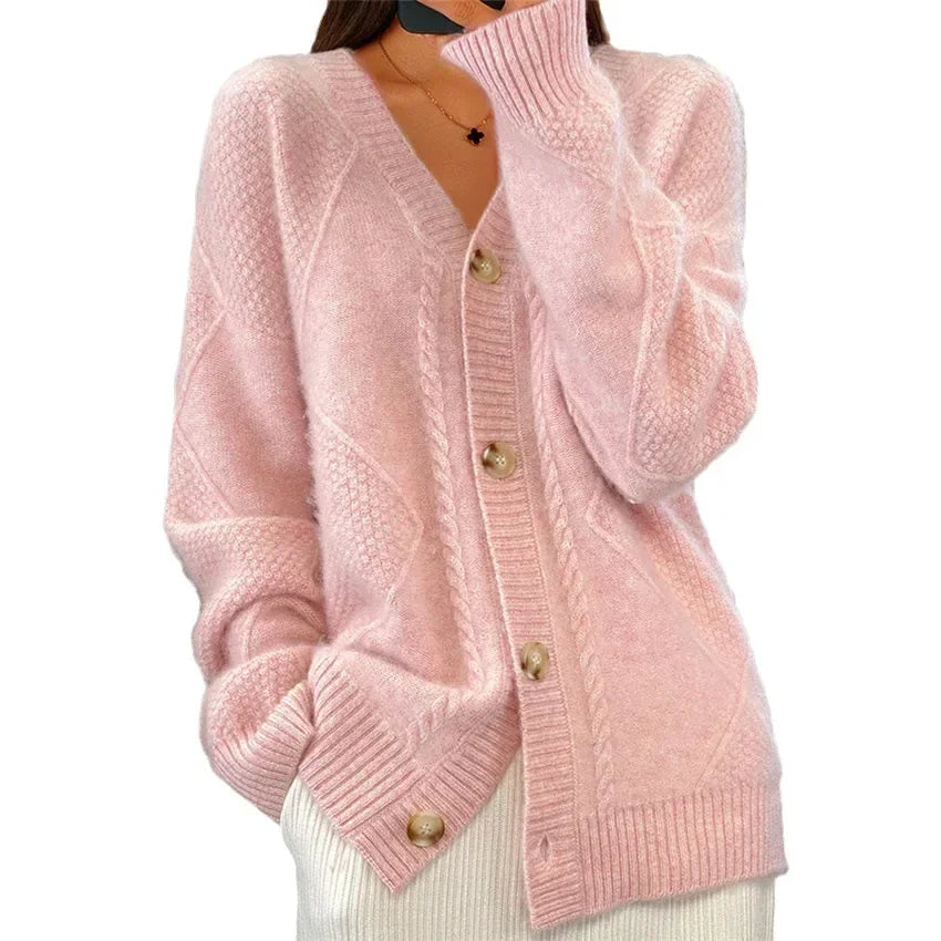 Lena Women's Cardigan – Soft Buttoned Cardigan with Elegant Long Sleeves