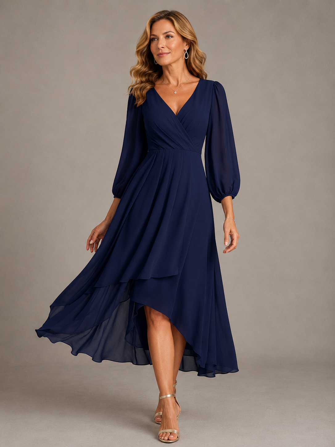 Mia™ | Elegant V-neck Long Dress