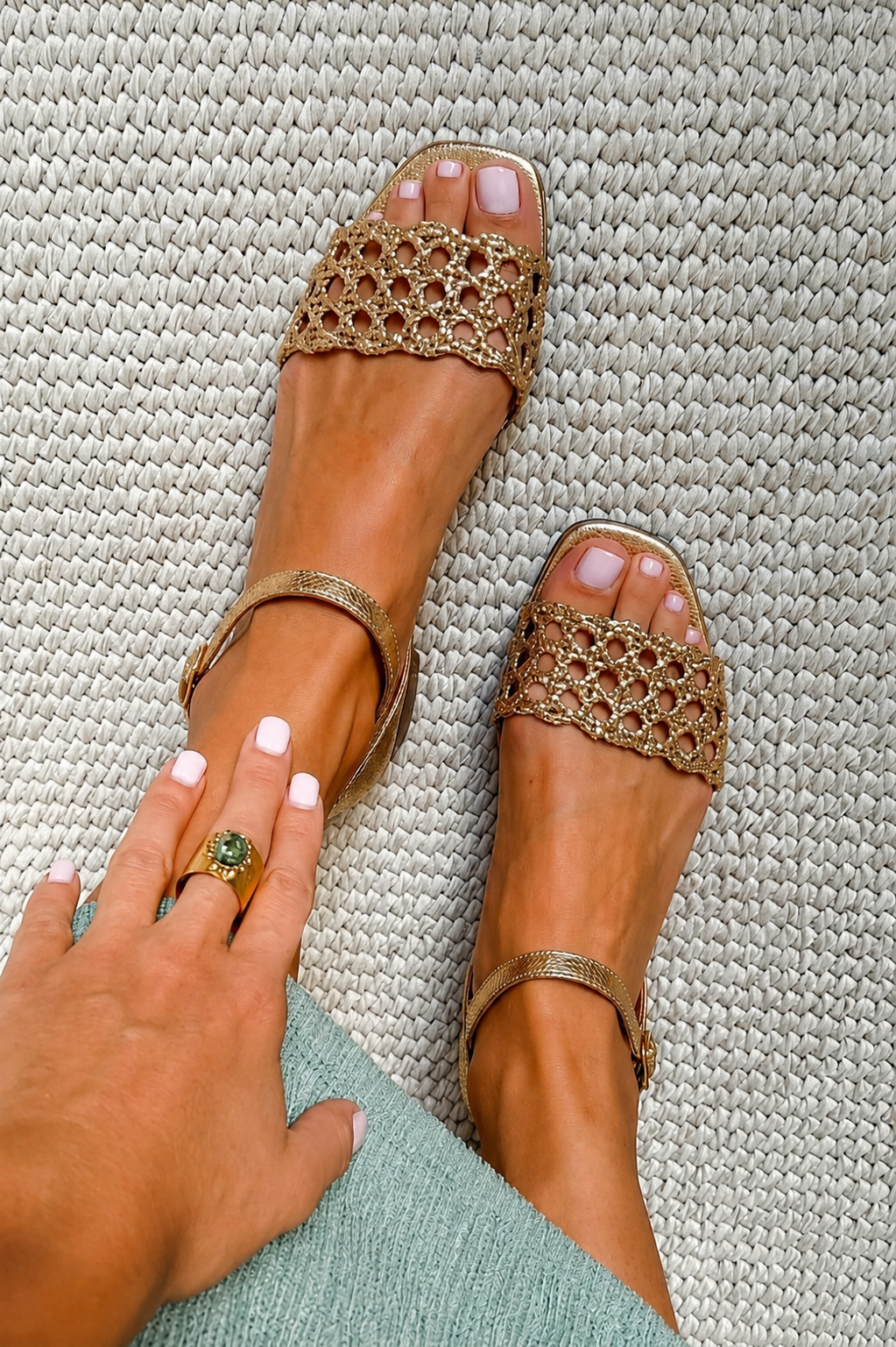 Ginevra | Perforated Golden Sandals