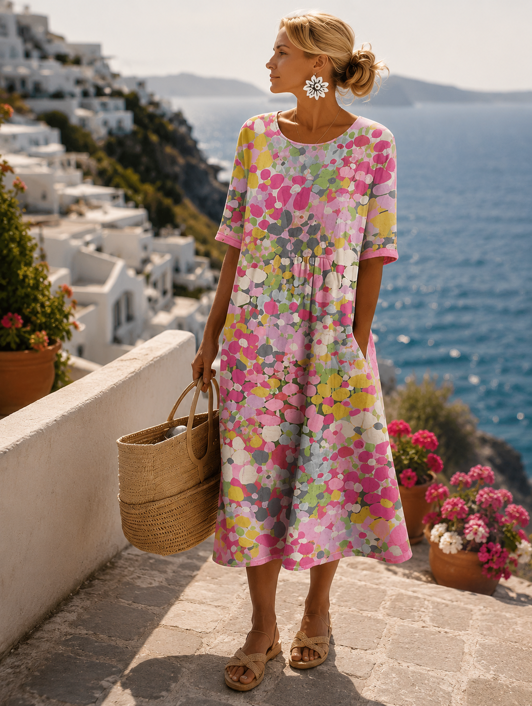 Elena | Lightweight and Flowing Floral Midi Dress
