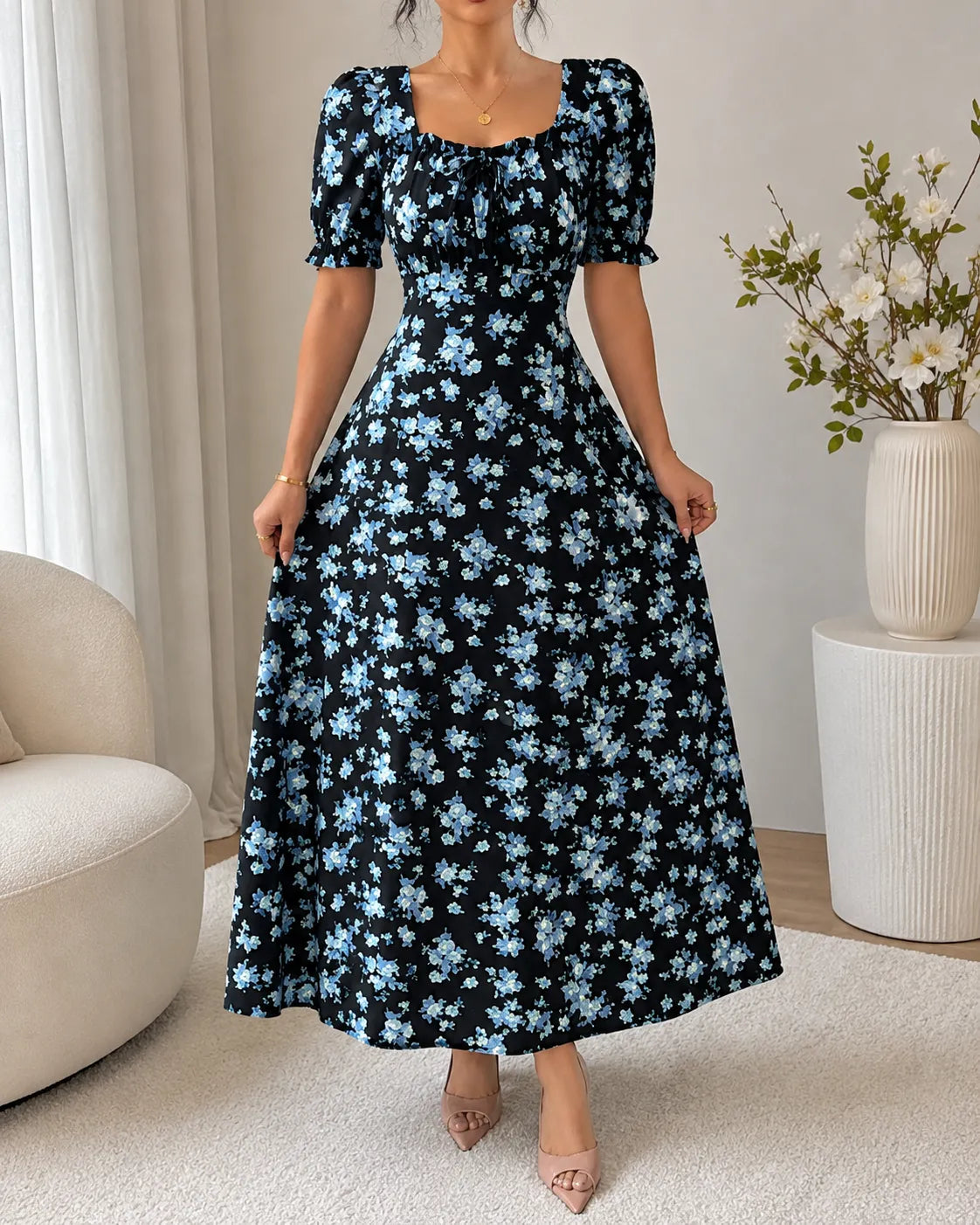 Clara | Floral Smocked Midi Dress