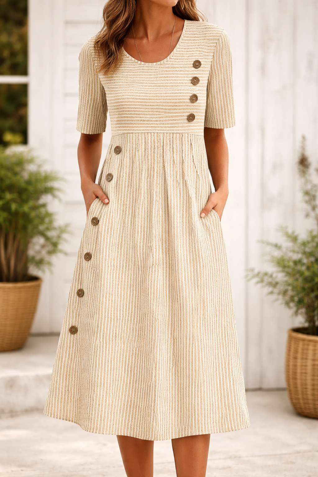 LIVIA | Striped Midi Design with Flattering Silhouette