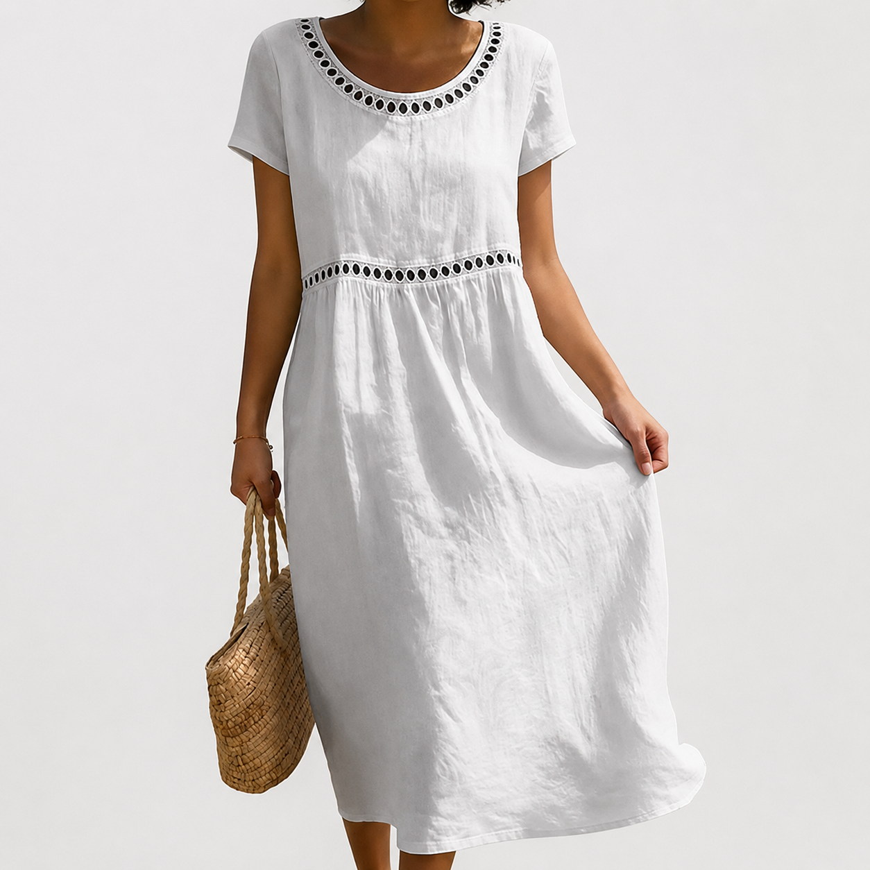 HAZEL | Midi Dress with Eyelet Waist Detail