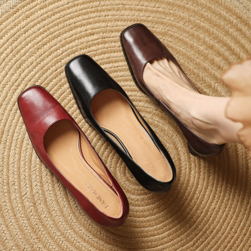 Square-Toed Leather Ankle Boots Oriel