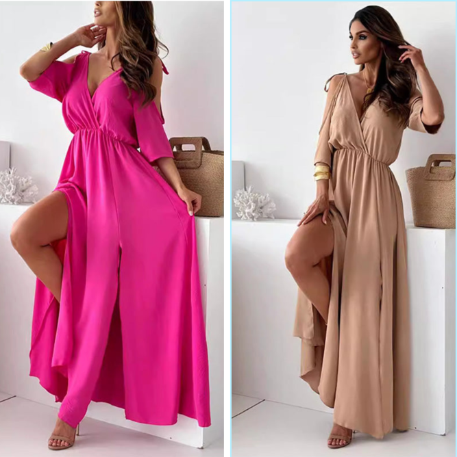ISABELLA | Elegant Dress with Side Split and V-Neck for a Flattering and Feminine Style