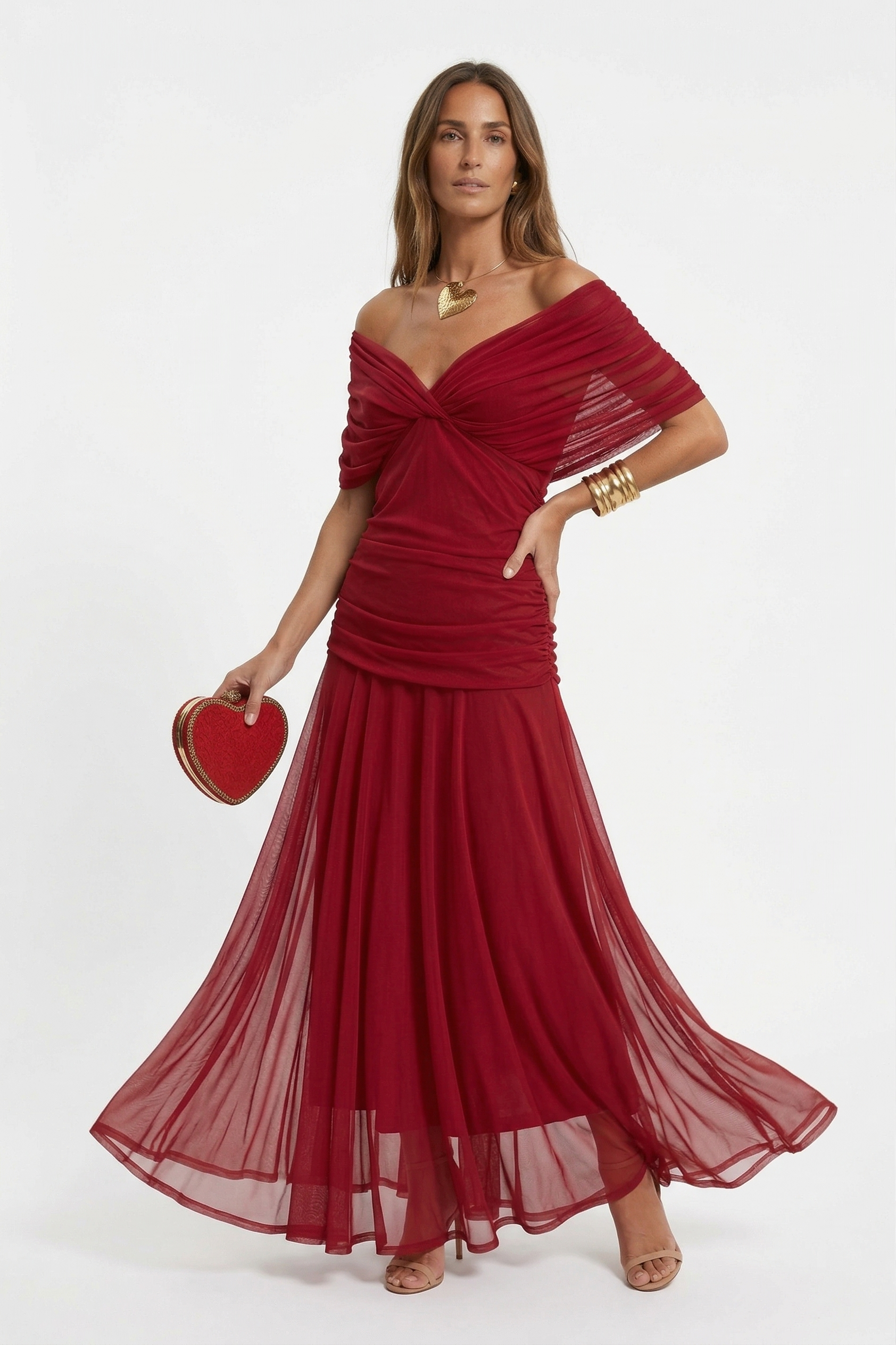 Long dress with V-neck