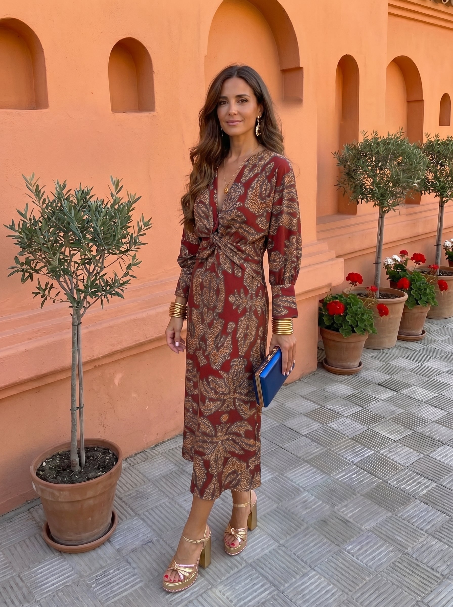 Midi dress with print