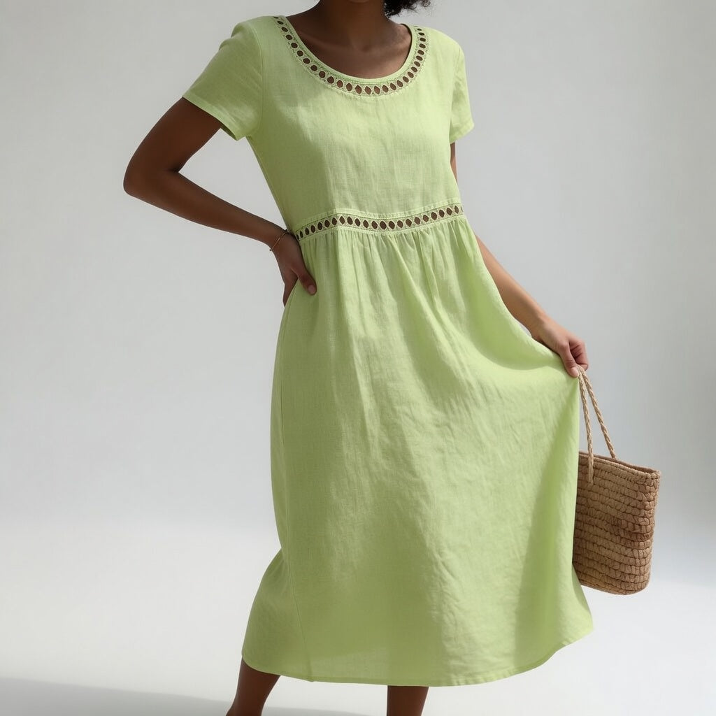 HAZEL | Midi Dress with Eyelet Waist Detail