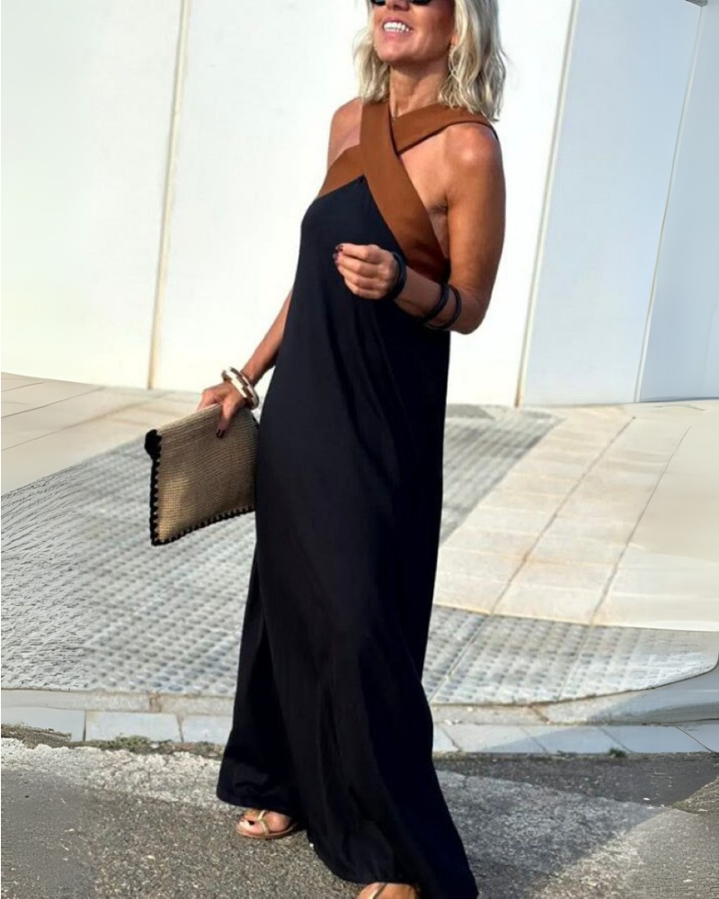 SIENNA | Elegant Dress with Exposed Back and Fashionable Collar