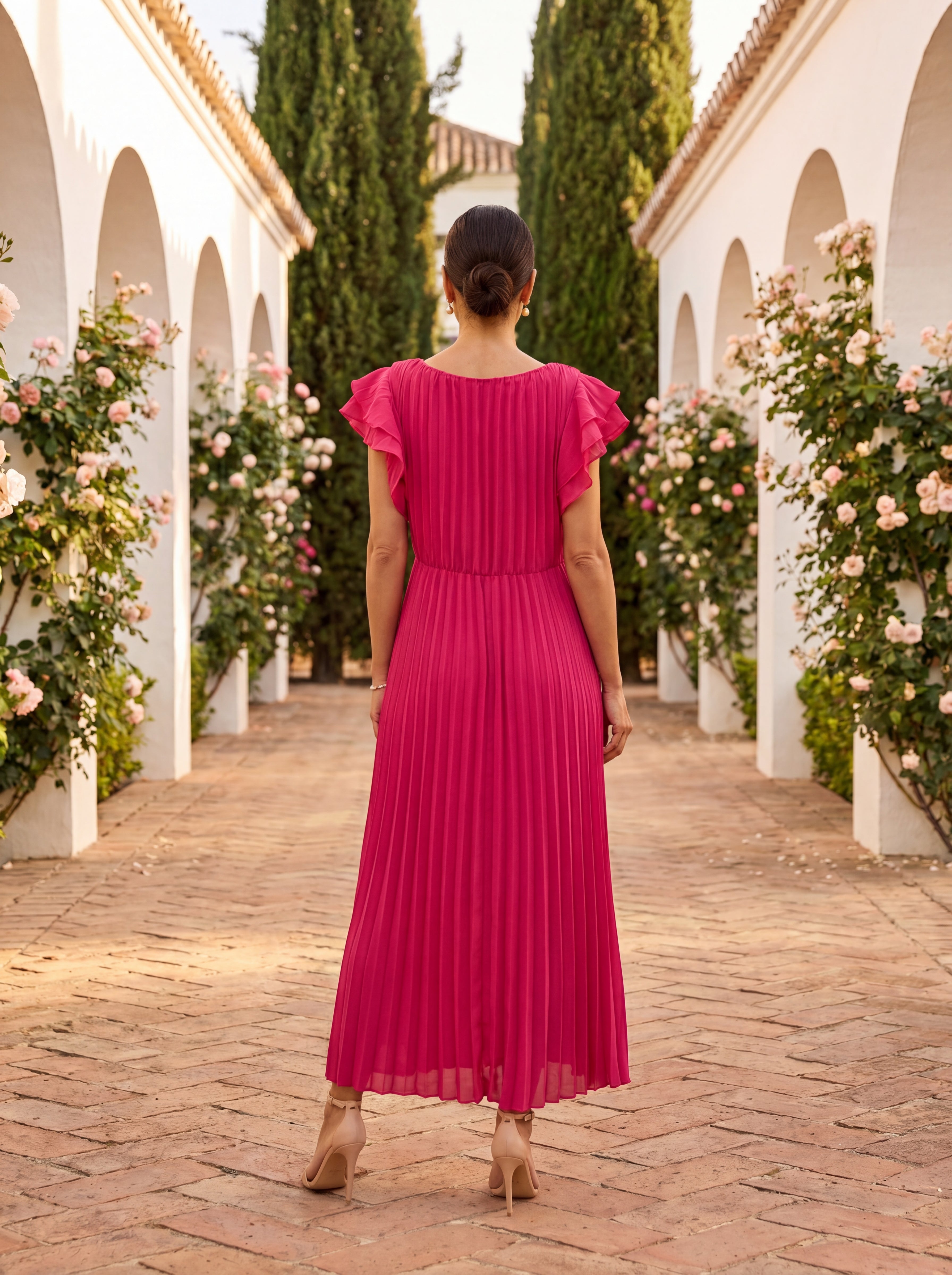 Seraphina | Elegant Pleated Maxi Dress with Knotted Waist