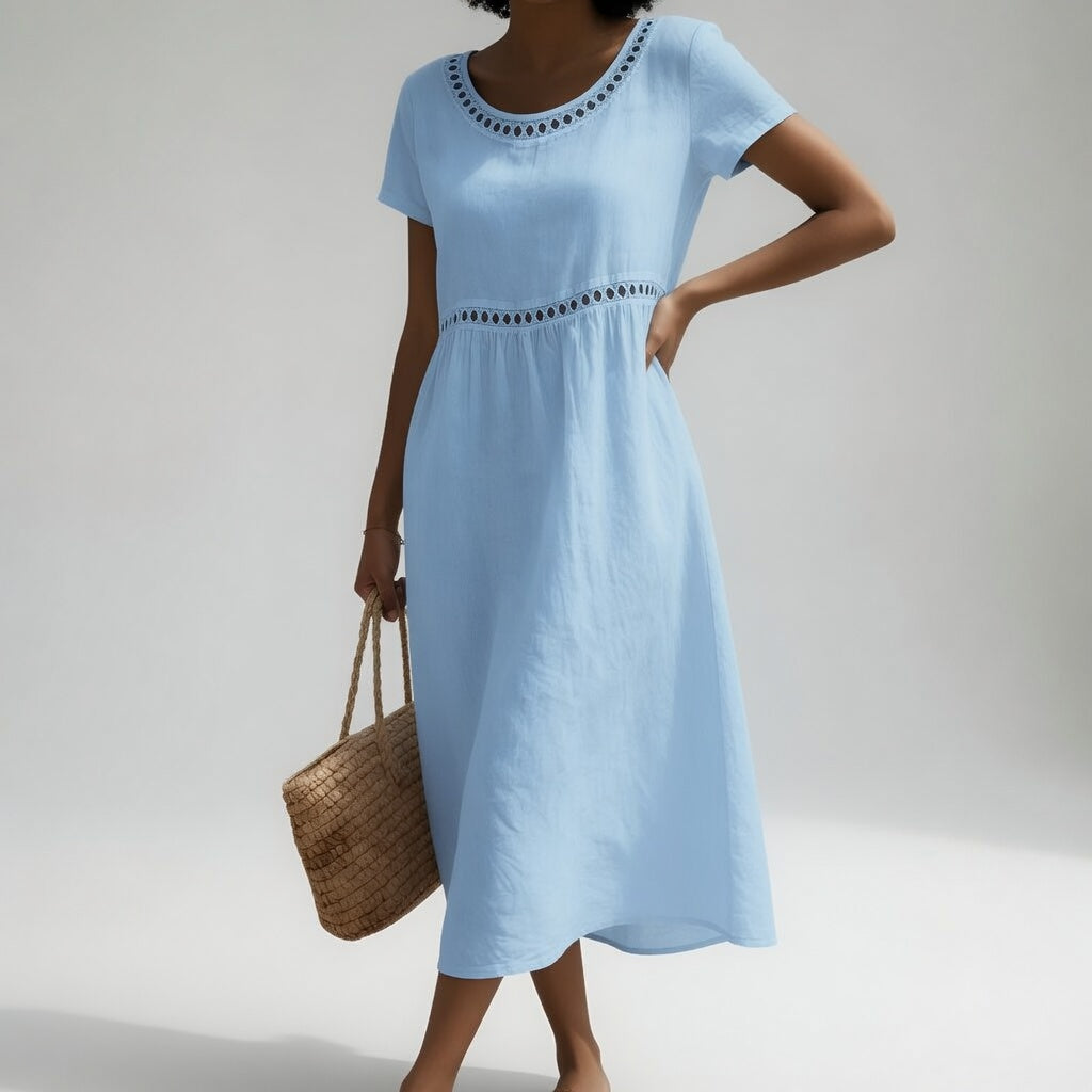 HAZEL | Midi Dress with Eyelet Waist Detail