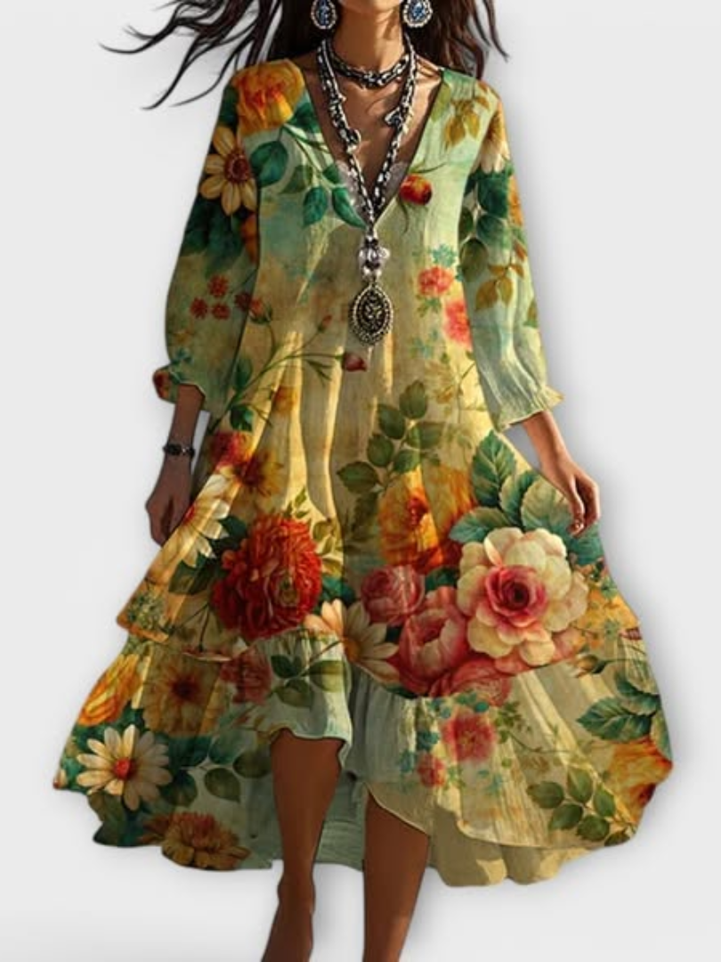LILIANA | Short Floral Dress with Natural Comfort and Elegant Touch for Sunny Days