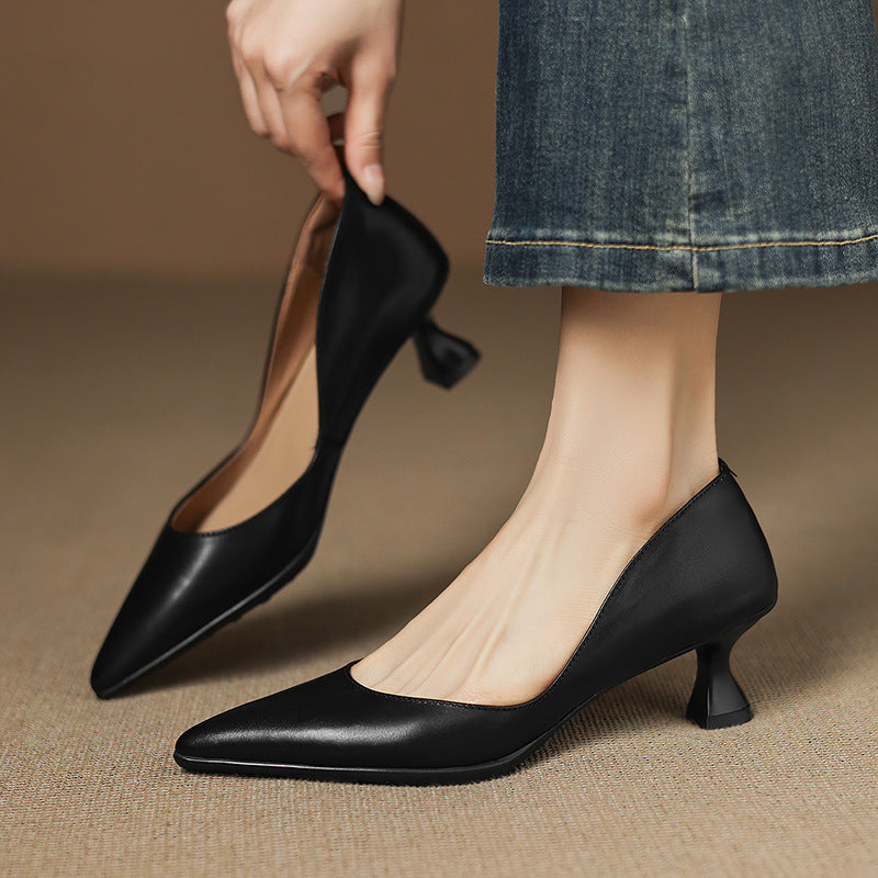 Calenne Leather Cat Heels