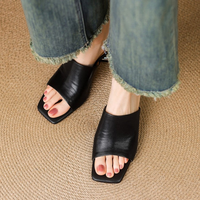 Virelle Curve Leather Mules
