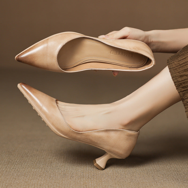 Calenne Leather Cat Heels