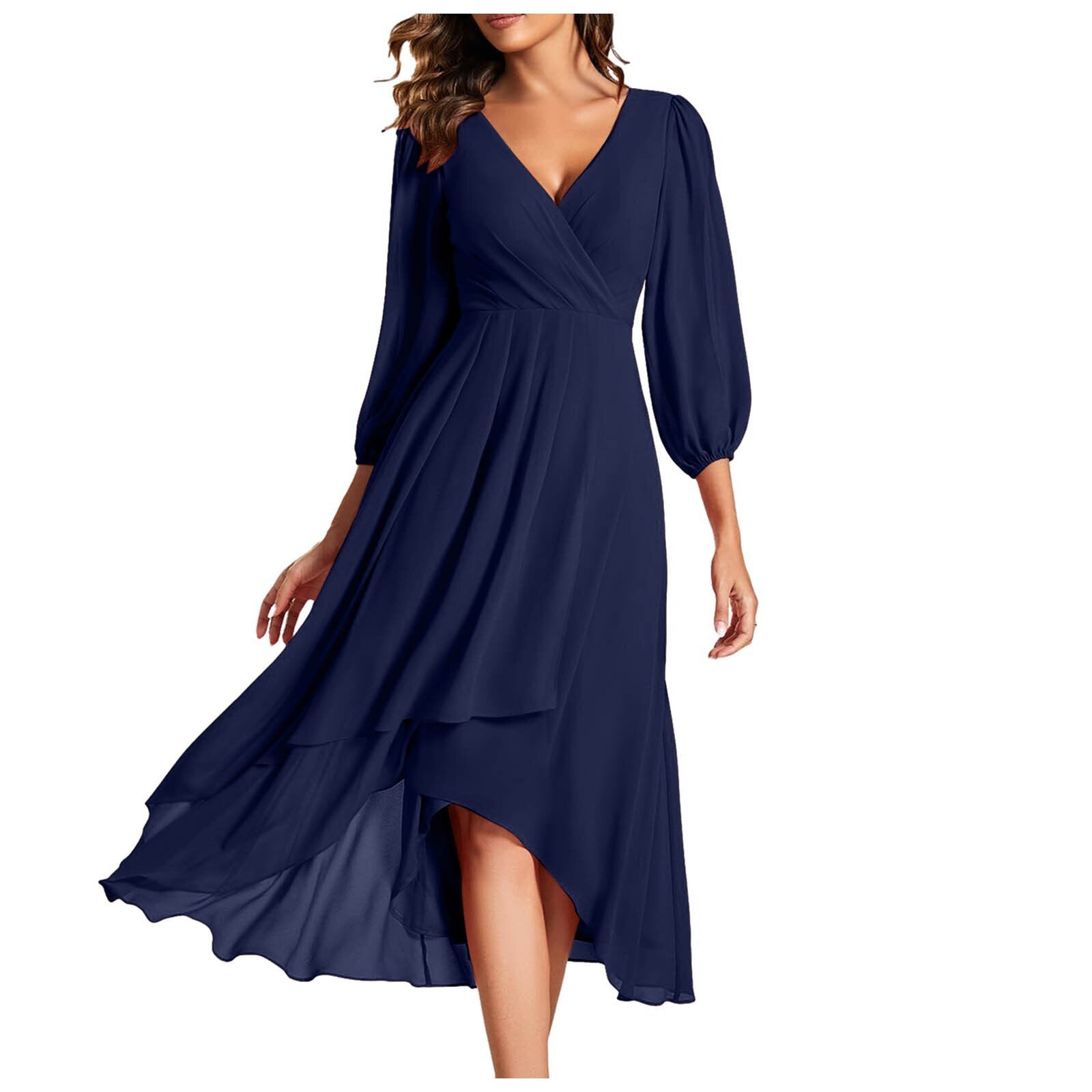 VITTORIA | Elegant Dress with Asymmetric Hem and Flowing Sleeves Refined Look for Any Occasion