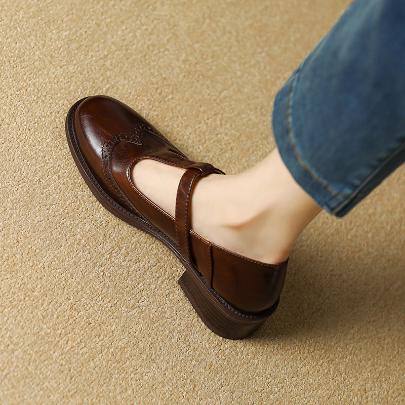 Vintage T-Bar Comfort Real Leather Mary Jane Shoes