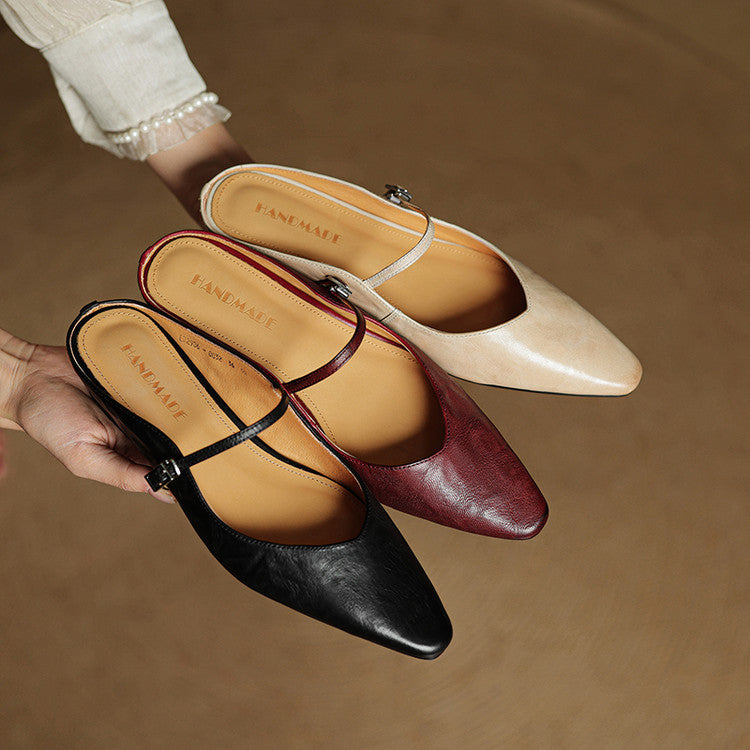 Vintage Real Leather Mules