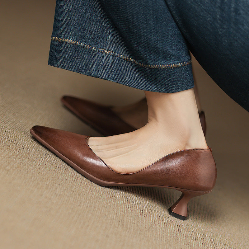 Calenne Leather Cat Heels