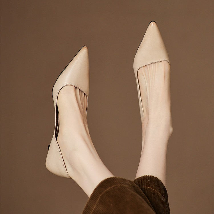 Orlisse Leather Cat Heel Pumps