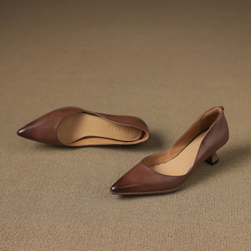 Calenne Leather Cat Heels