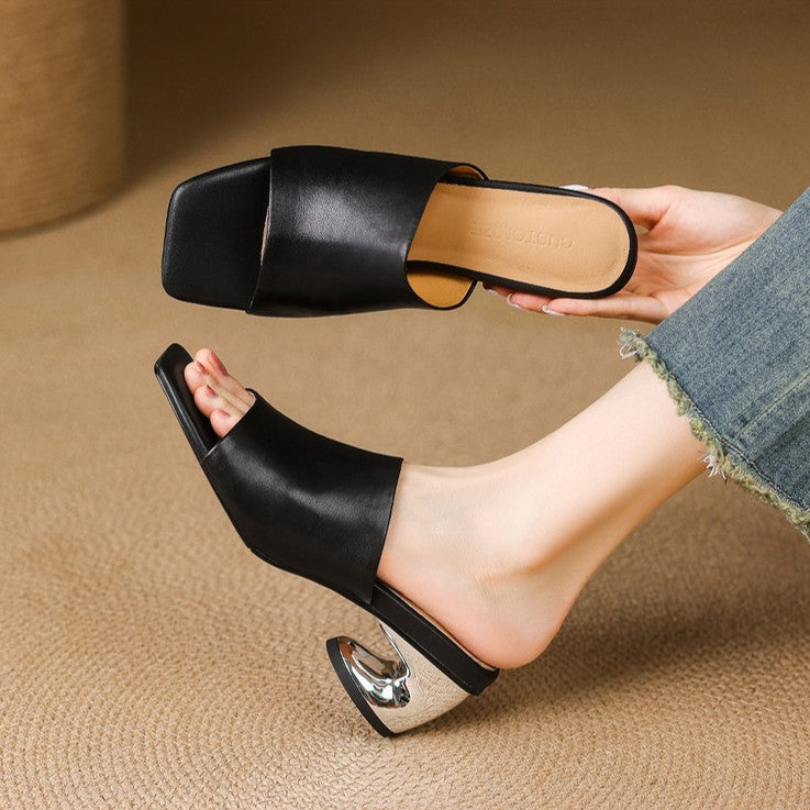 Virelle Curve Leather Mules