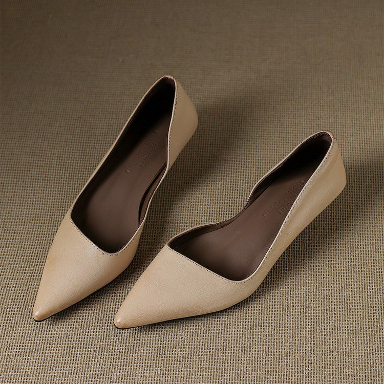 Orlisse Leather Cat Heel Pumps