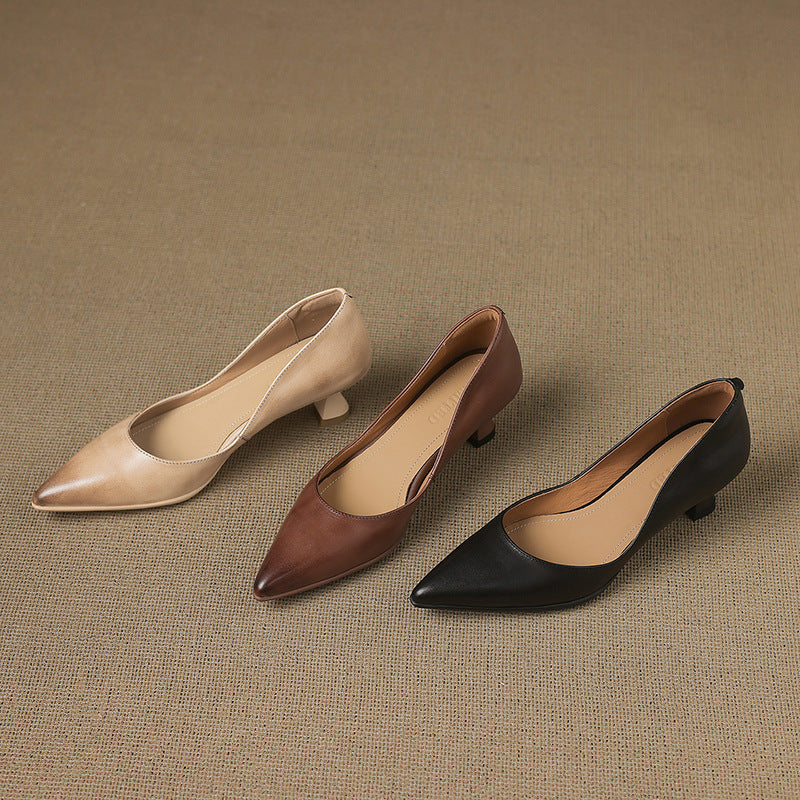 Calenne Leather Cat Heels