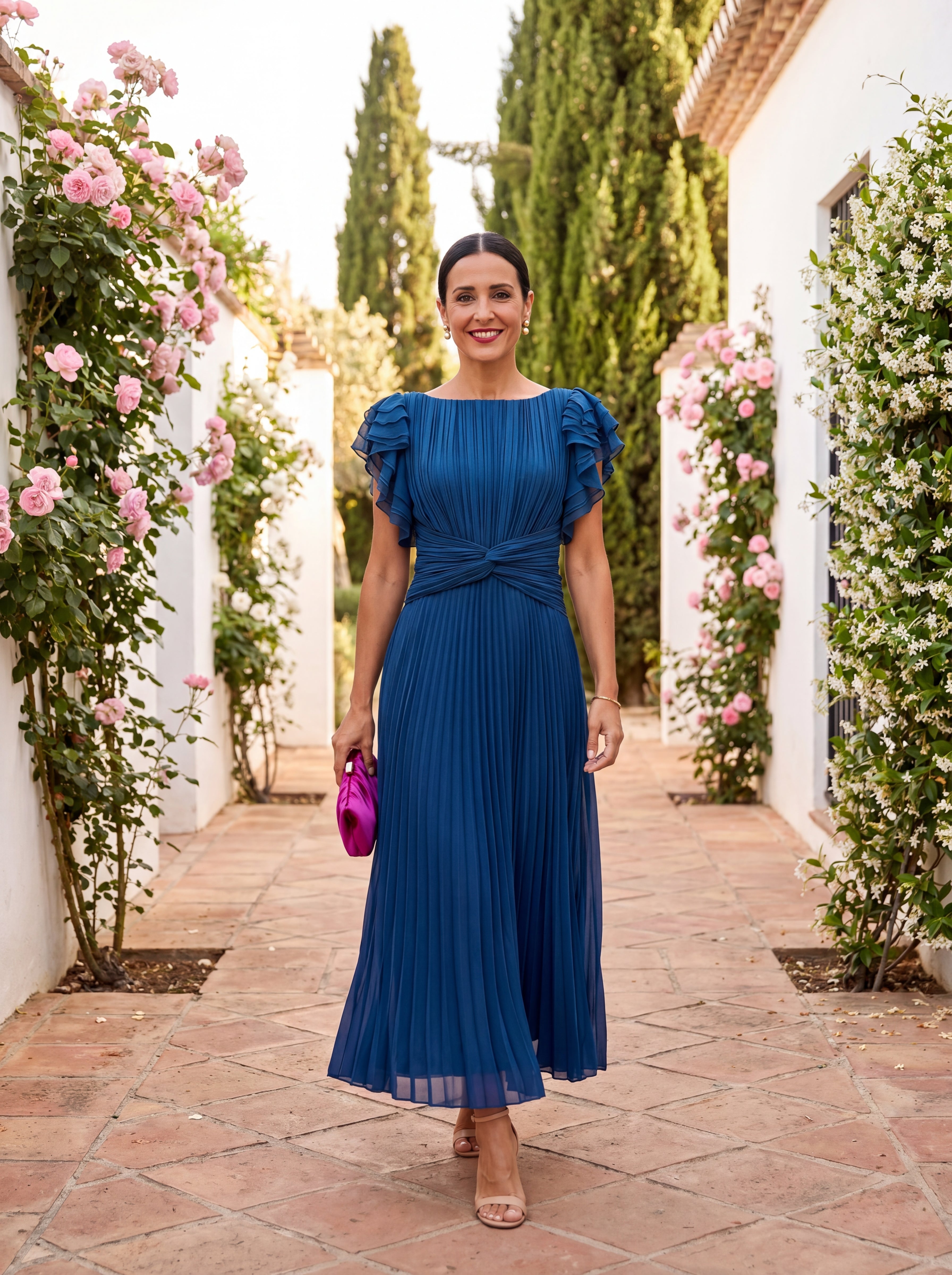 Seraphina | Elegant Pleated Maxi Dress with Knotted Waist