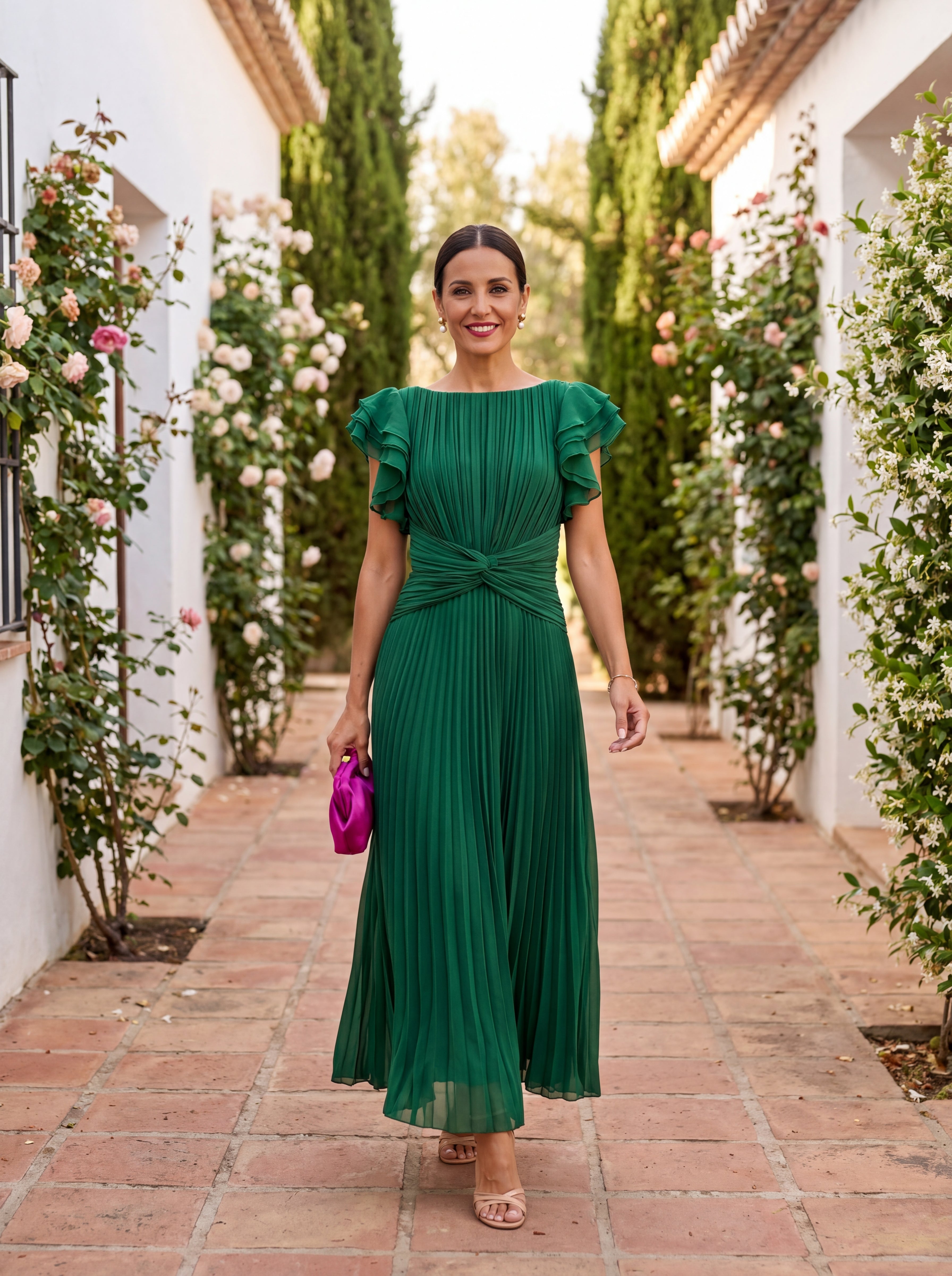 Seraphina | Elegant Pleated Maxi Dress with Knotted Waist