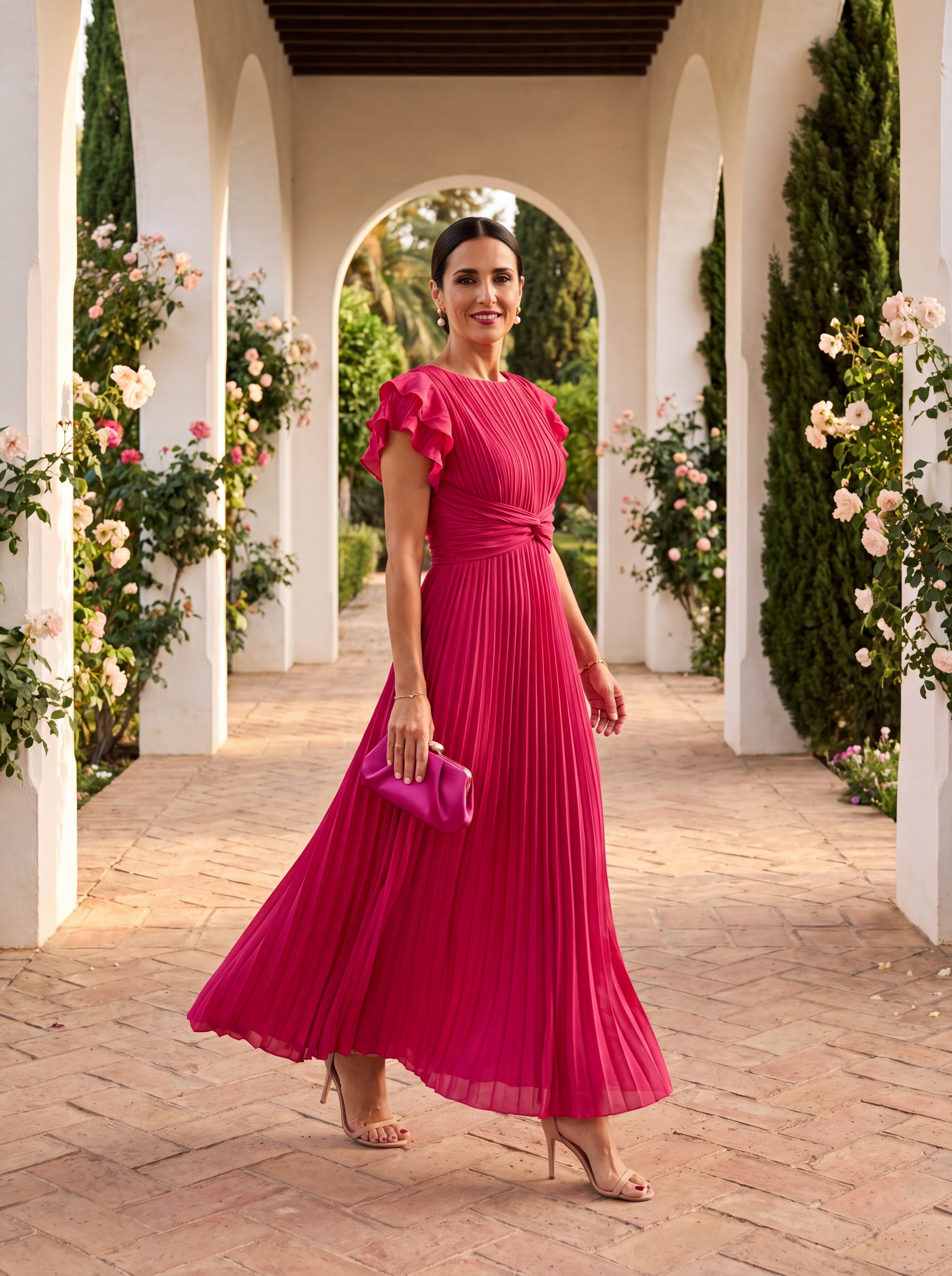 Seraphina | Elegant Pleated Maxi Dress with Knotted Waist