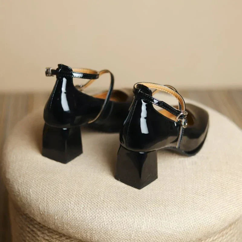 Ankle-Strap Real Leather Pumps