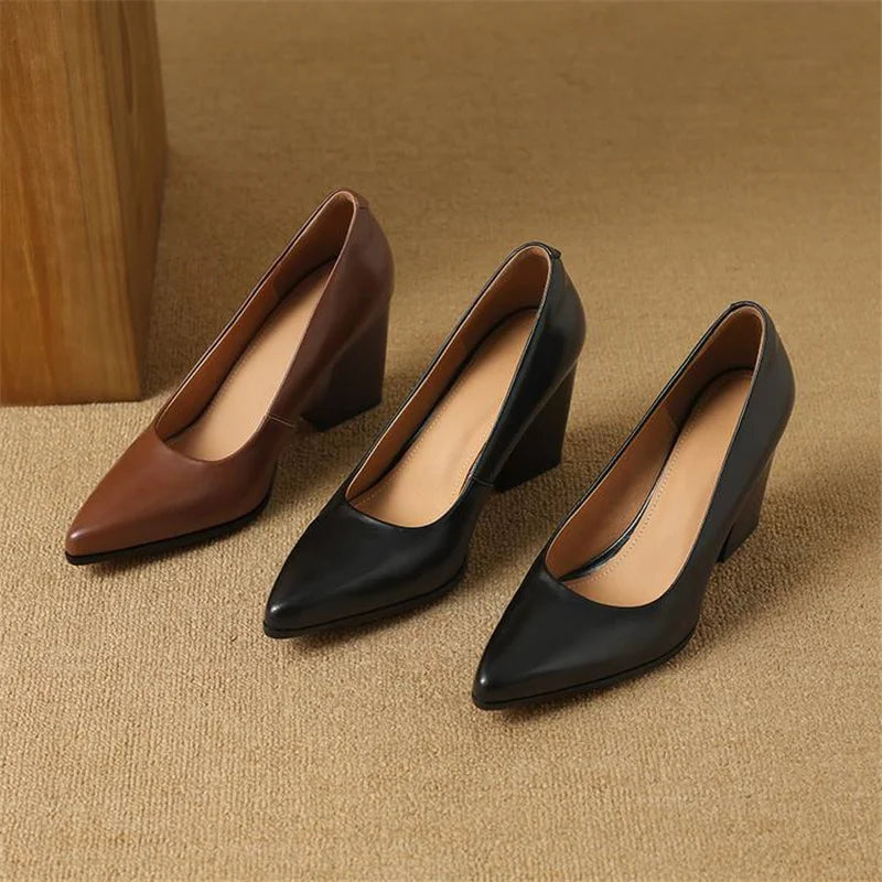 Elegant Eclipse Real Leather Pumps