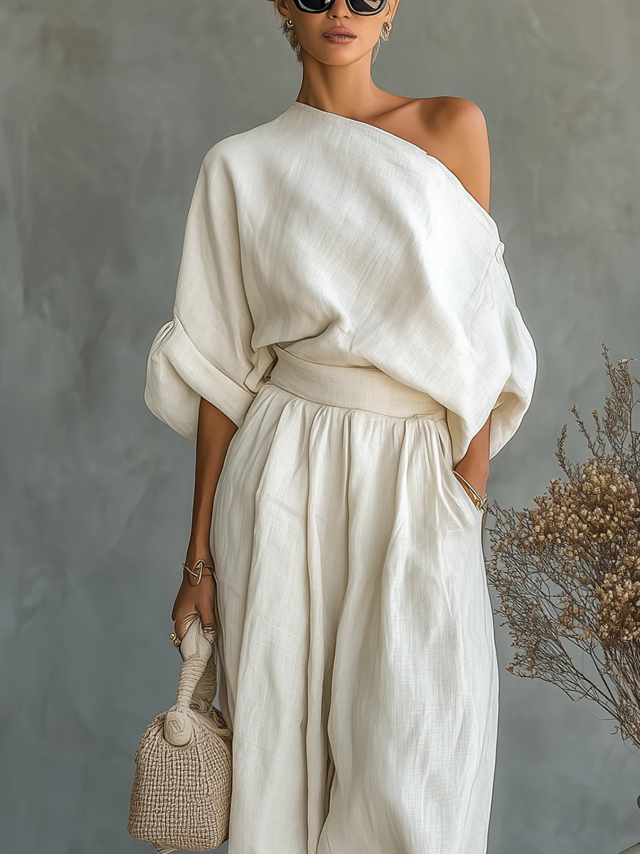 Ginevra | One-Shoulder Draped Fluid Outfit