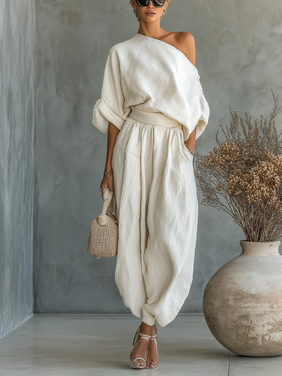 Ginevra | One-Shoulder Draped Fluid Outfit