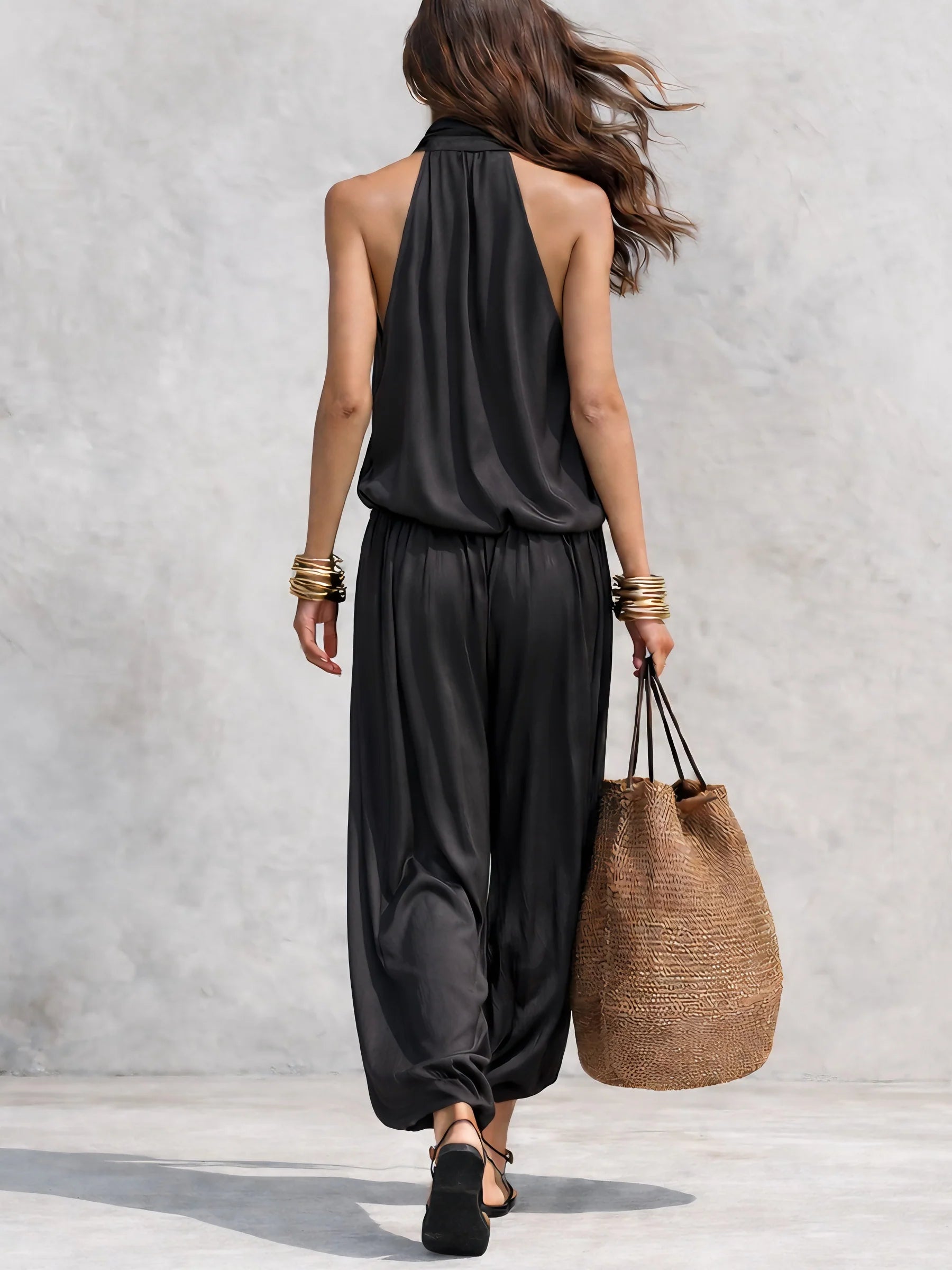 Serena Halter Neck Top and Pleated Trousers Set