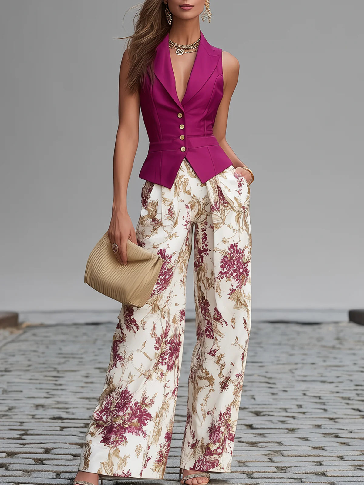 Lila Floral Print Pants Set