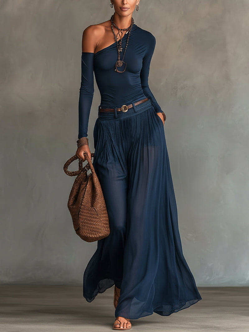 Celeste One-Shoulder Top and Tulle Skirt Set