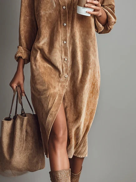 Estela | Loose midi corduroy dress