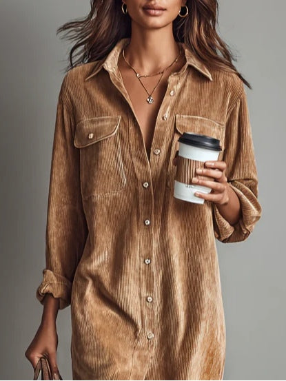 Estela | Loose midi corduroy dress