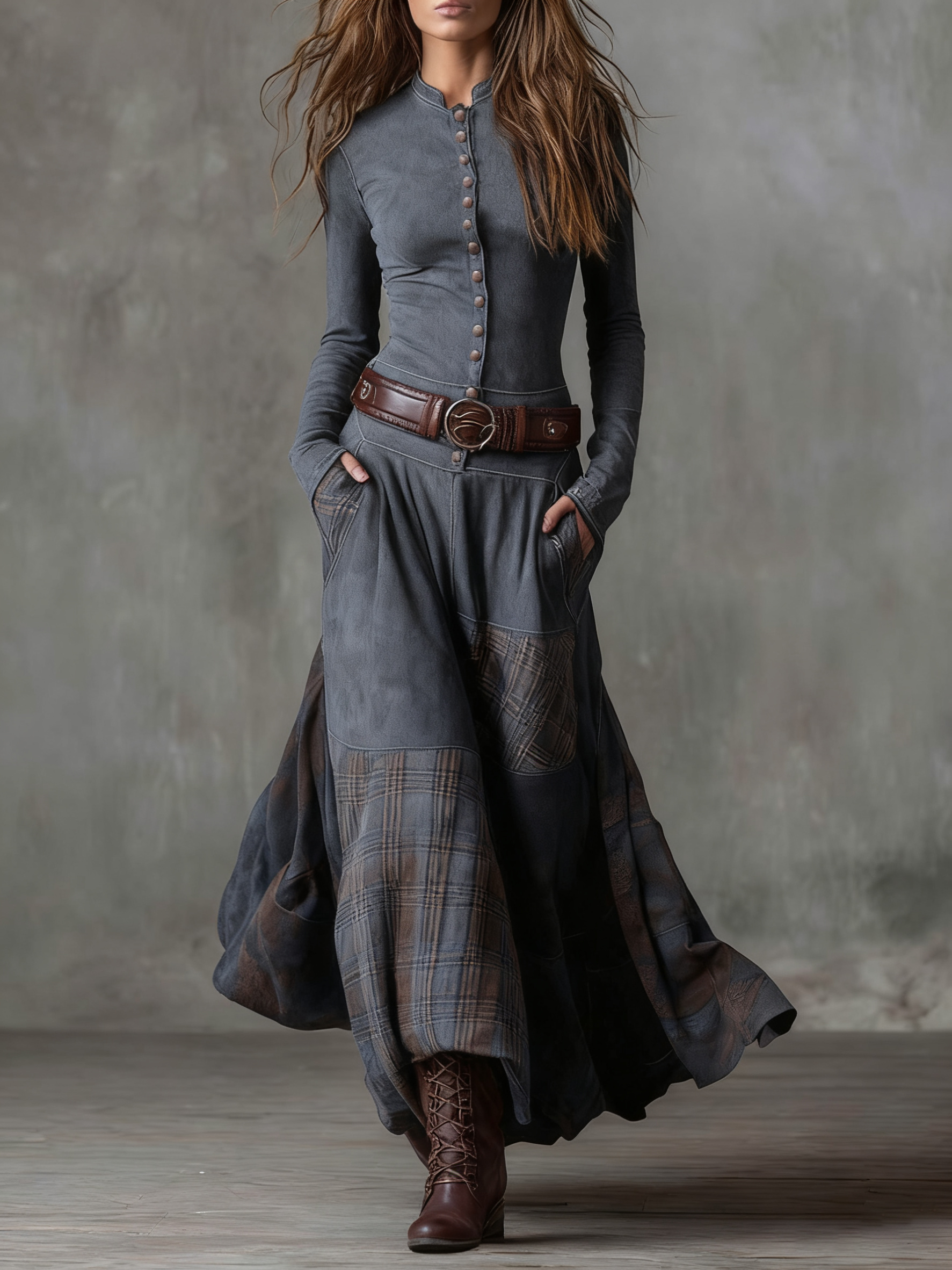 NOOR™ | Maxi Dress with Waist Accent and Vintage Bohemian Look