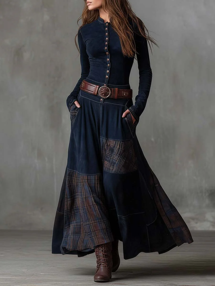 NOOR™ | Maxi Dress with Waist Accent and Vintage Bohemian Look